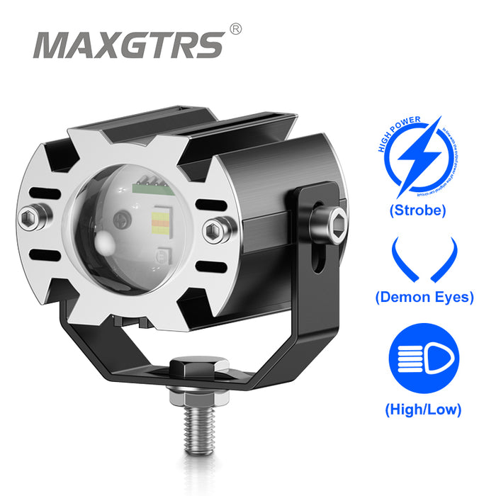 20W Super Bright Tri-model Motorcycle LED Headlight Mini Projector Lens Car ATV Driving Foglight Auxiliary Scooter Strobe Spotlight