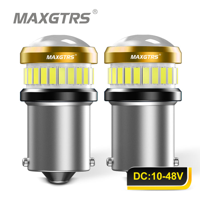 2× 1156 BA15S P21W BAU15S PY21W 1157 BAY15D P21/5W Car LED Bulb Canbus 4014 3030 Chip Projector Lens for Reverse Brake Tail Turn Signal Lights