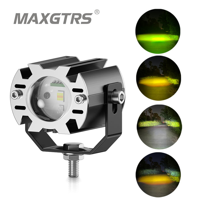 20W Super Bright Tri-model Motorcycle LED Headlight Mini Projector Lens Car ATV Driving Foglight Auxiliary Scooter Strobe Spotlight