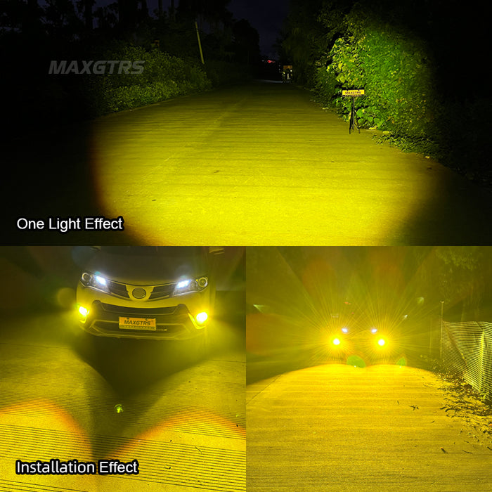 2× H7 H8/H11/H16(JP) 9005/HB3 9006/HB4 9012/HIR2 Automotive Laser Mini Projector Lens Auto LED Fog Light 3000K Gold 6000K White