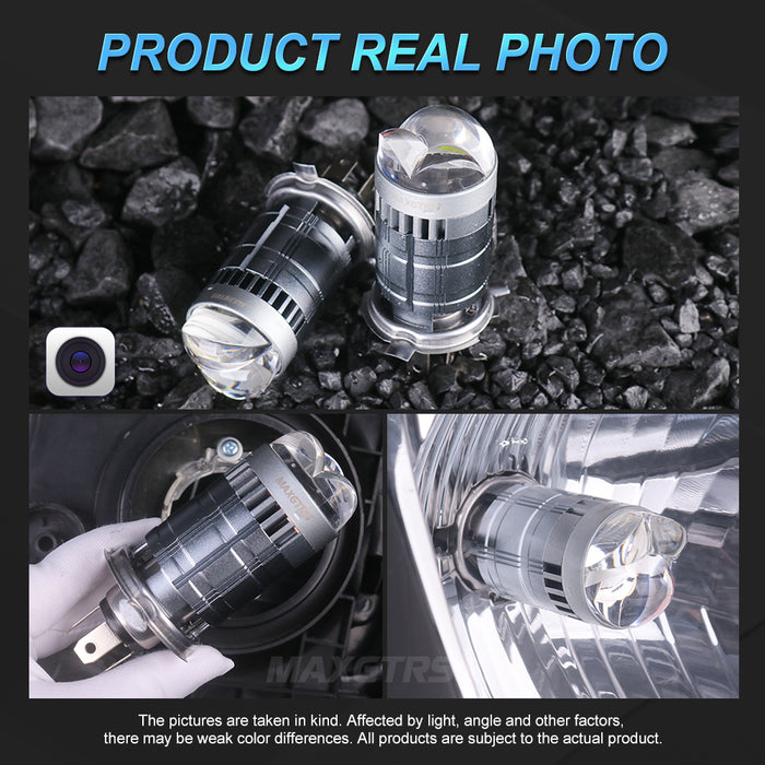 1× Super Bright H4 LED Headlight Bulb Projector Double Lens 55W 6000K Canbus Hi/Lo Car Motorcycle Headlamp with Turbo Fans 12V