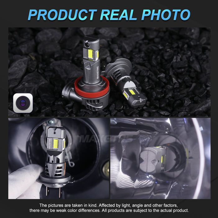 2x Three Sides Light H7 H8 LED Headlight Kit With Fan Canbus Error Free 6500K Wireless Turbo Driving Headlamp Replacement Bulbs