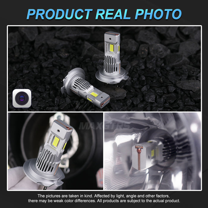 2× Turbo H7 LED Front Headlight Bulbs 28000LM CANBUS Mini Size H7 LED High Low Beam Vehicle Lighting 6500K White 12V