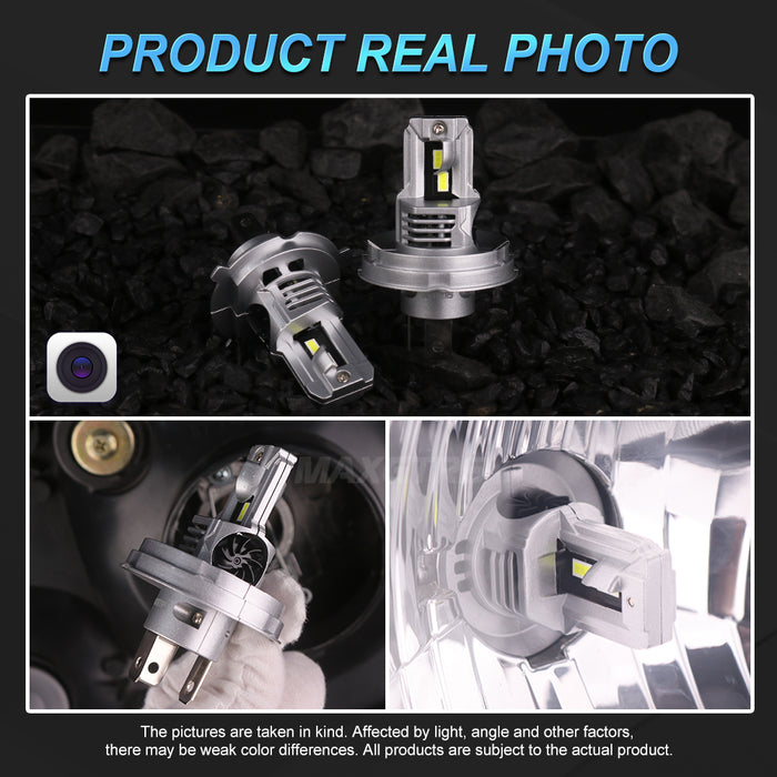 1× R2 P45T LED Headlight Bulb DC 12V H4 HB2 9003 White High Low Beam LED Bulb for Motorcycle Headlight Non-polarity