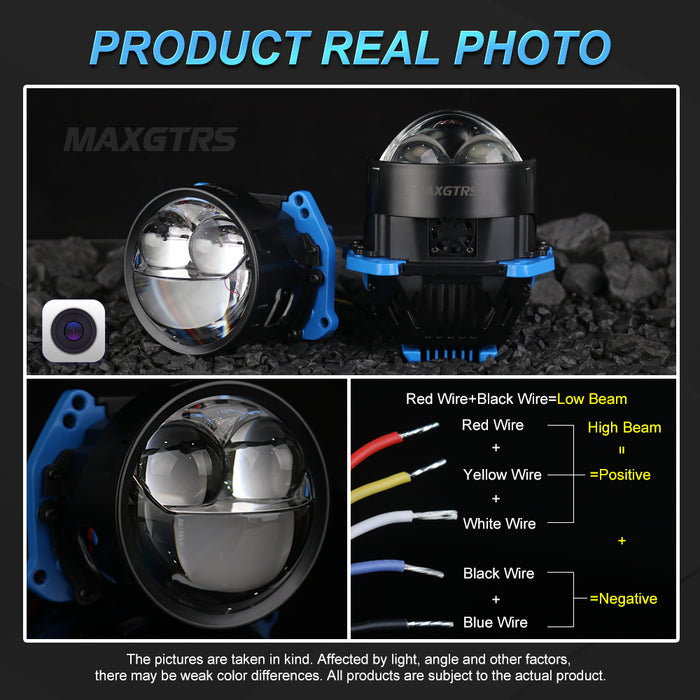 2× Laser 3.0 Inch Bi LED Hyperboloid Projector Lens H7 H4 9005 9006 Headlight Lenticular Optics For Hella 3R Car Accessories