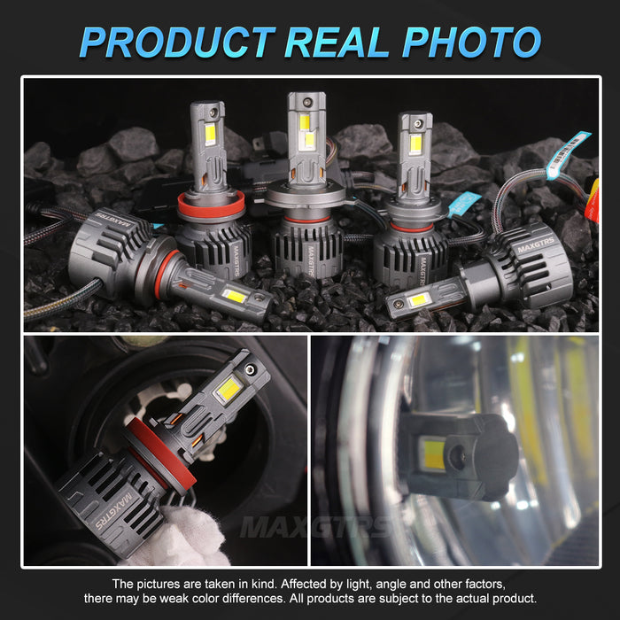 2× APP Control H8 Car Headlight Bulbs H4 Turbo Headlight H11 9005 HB3 9006 HB4 H7 H1 LED Strobe Flash Mode 3000K 4300K 6000K
