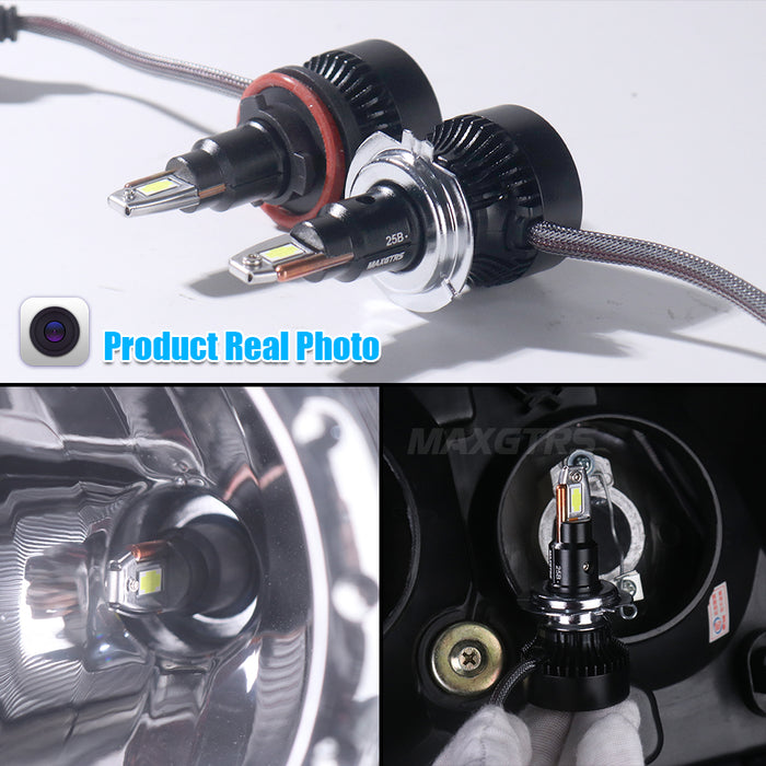 2x V3F Series H1 H4 H7 H8 H11 9006 9005 HB3 LED Headlight Bulbs Canbus 28000LM 130W MINI Size White LED High Low Beam With Fan
