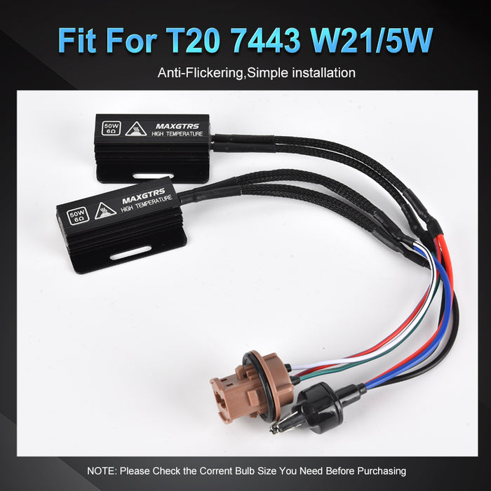 2-Pack Canbus Error Free Load Resistor Harness For 7440 LED Bulbs - Eliminates Warning Lights