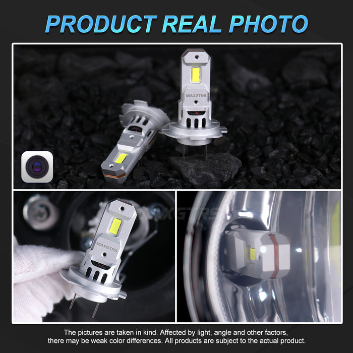 2× H7 H18 LED Lights 1:1 Mini Size Head Lamp Wireless 20000LM CSP LED Chips H7 Car LED Headlight Bulb 6500K White 12V 24V With Fan