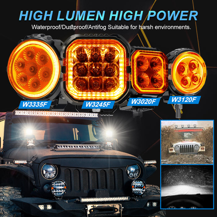 1× 3 Inch/4 Inch Super Amber Drl Led Work Light Bar for Car Jeep Wrangler 12v Led Spotlight Auxiliary lights For Lada Niva Offroad Truck SUV ATV