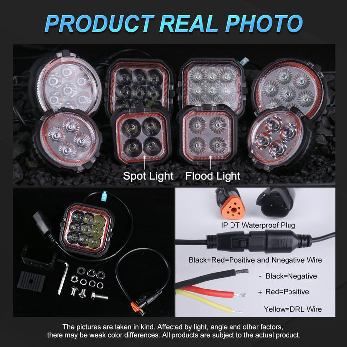 1× 3 Inch/4 Inch Super Amber Drl Led Work Light Bar for Car Jeep Wrangler 12v Led Spotlight Auxiliary lights For Lada Niva Offroad Truck SUV ATV