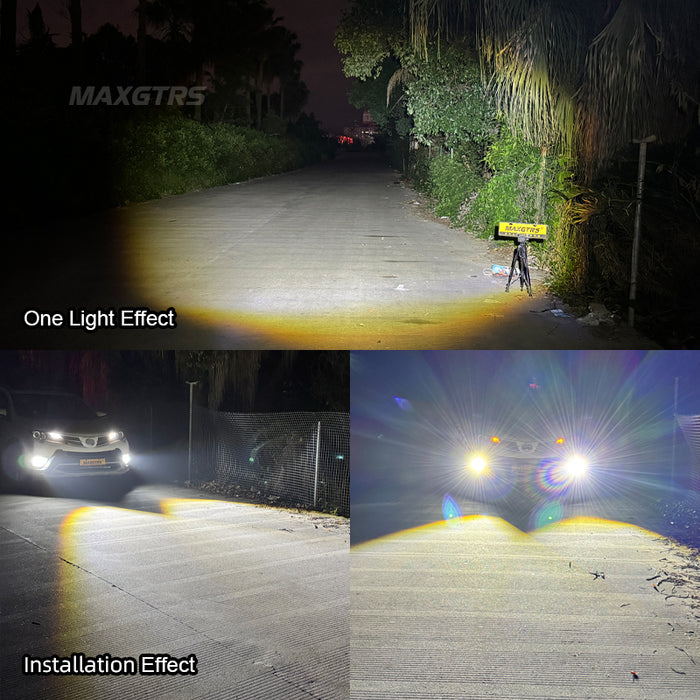 2× H7 H8/H11/H16(JP) 9005/HB3 9006/HB4 9012/HIR2 Automotive Laser Mini Projector Lens Auto LED Fog Light 3000K Gold 6000K White