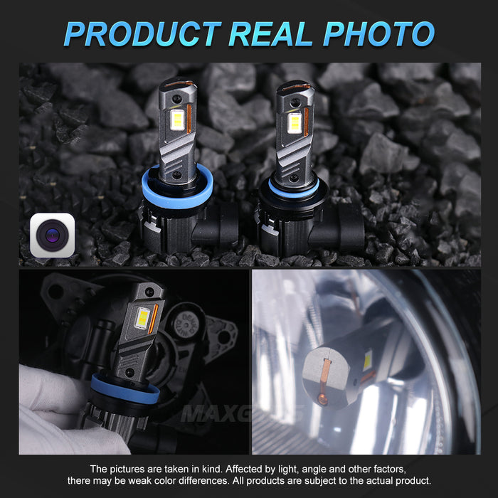 2x 18000LM H11 H8 H9 LED Headlight Bulbs Fanless 6500K White 9005 HB3 Fog Beam 9006 HB4 Double Colors Light Driving Lamp