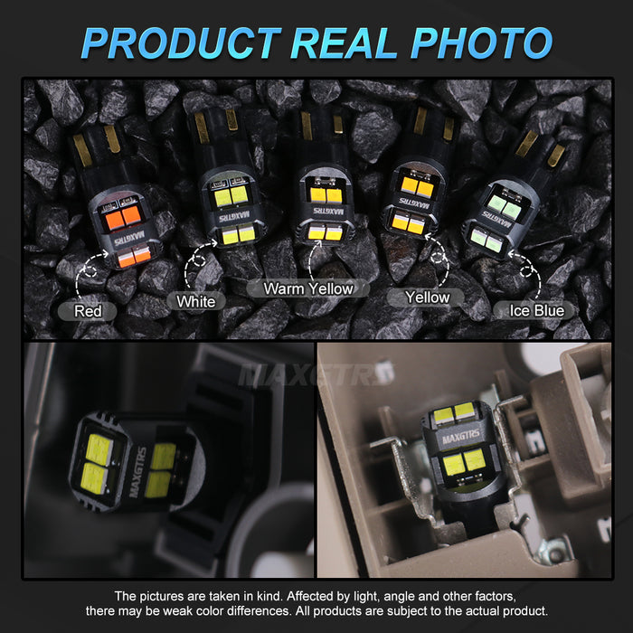 2x Super Bright T10 LED W5W 2525 Chips Car Side Interior lights Bulb 194 168 Auto White/Yellow/Red Parking Marker Dome Lamps