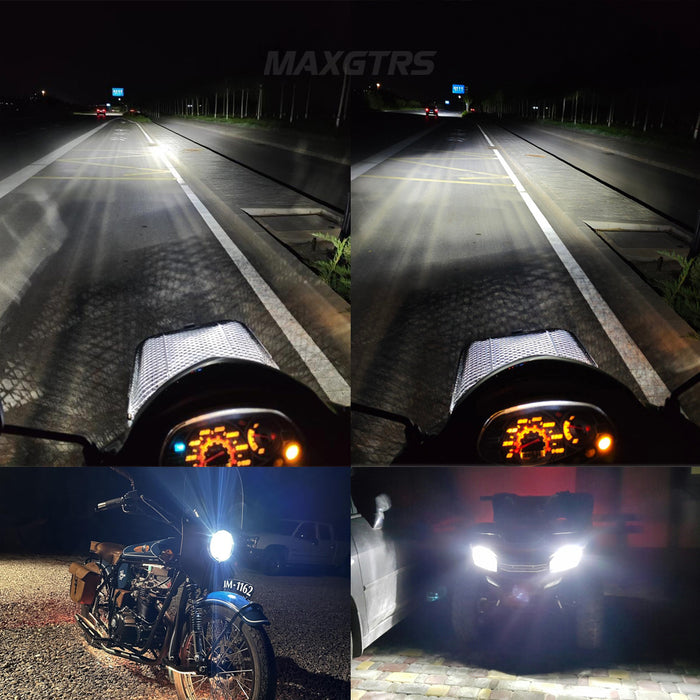 1× R2 P45T LED Headlight Bulb DC 12V H4 HB2 9003 White High Low Beam LED Bulb for Motorcycle Headlight Non-polarity