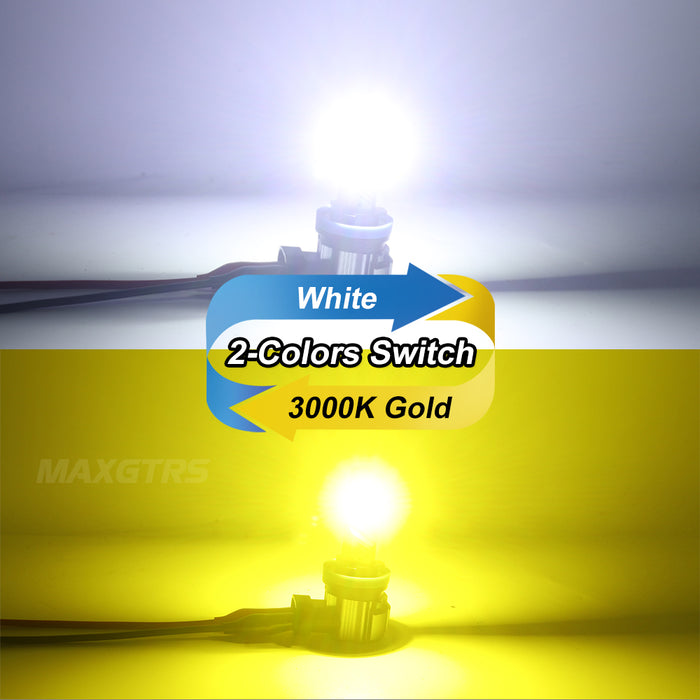 2x 18000LM H11 H8 H9 LED Headlight Bulbs Fanless 6500K White 9005 HB3 Fog Beam 9006 HB4 Double Colors Light Driving Lamp