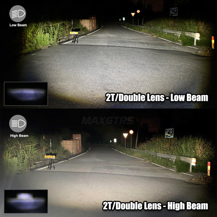 1× Super Bright H4 LED Headlight Bulb Projector Double Lens 55W 6000K Canbus Hi/Lo Car Motorcycle Headlamp with Turbo Fans 12V