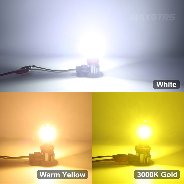 2x CANBUS H8 H11 LED Fog Light Bulbs Fanless H9 H16JP 9005 HB3 9006 HB4 9012 HIR2 4300K Warm Yellow Led Daytime Running Driving Lamp