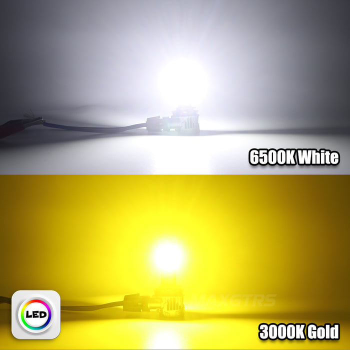 2x Q66 Auto Headlamp H8 H11 55W HB3 9005 HB4 9006 H16JP 9012 HIR2 Car LED Headlight Bulb 28000LM 12V 6000K White Gold