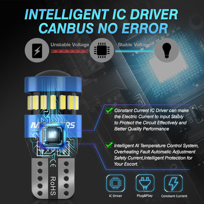 Biqing T10 Canbus Led Resistor Warning Canceller Decoder 501 W5W Lights  Error Eliminate (pack of 2)
