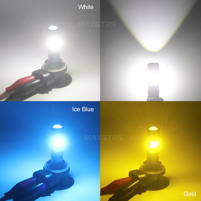 2× H1 H3 H27 880 881 Car LED Bulb 1860 Chip Front Fog Bulb Lamp Headlight DRL 6000K/White 3000K/Gold Ice Blue