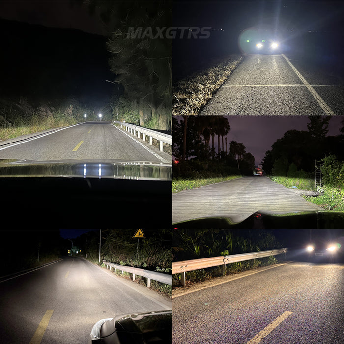 2x Three Sides Light H7 H8 LED Headlight Kit With Fan Canbus Error Free 6500K Wireless Turbo Driving Headlamp Replacement Bulbs