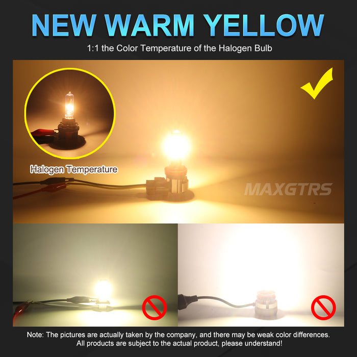 2x CANBUS H8 H11 LED Fog Light Bulbs H9 H16JP 9005 HB3 9006 HB4 9012 HIR2 4300K Warm Yellow Led Daytime Running Driving Lamp