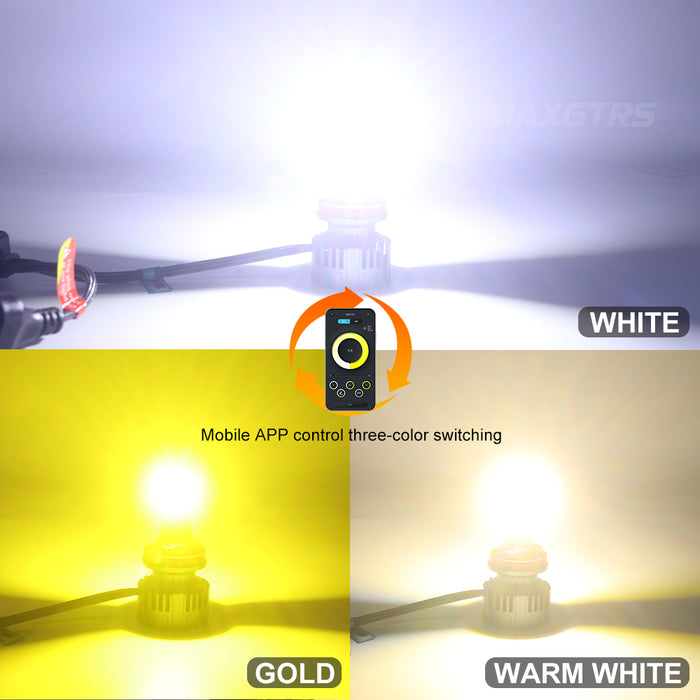 2× APP Control H8 Car Headlight Bulbs H4 Turbo Headlight H11 9005 HB3 9006 HB4 H7 H1 LED Strobe Flash Mode 3000K 4300K 6000K