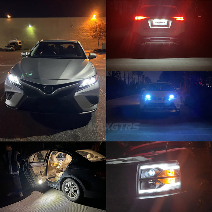 2xT10 LED W5W 5W Car Side Interior lights 12V Super Bright Bulb 3030 Chips 194 168 Auto White 6000K Parking Marker Dome Lamps（