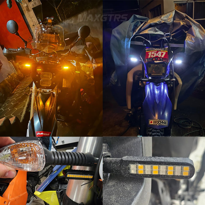 2× Motorbike Side Turning Indicators High Brightness Daytime Running Lights Universal Waterproof for Motorcycles Beach Bikes