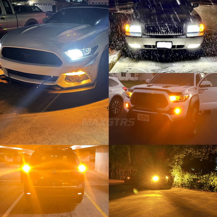 2x 3100LM High Power 1156 BA15S BAU15S PY21W Canbus No Hyper No Error With Fan T20 W21W Amber Yellow For Tuan Signal LED Bulb