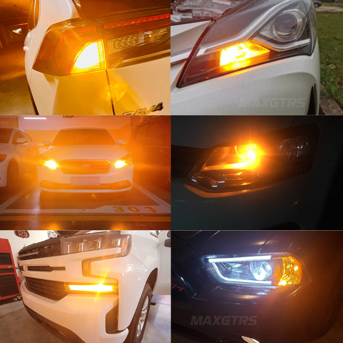2× 1156 BA15S P21W BAU15S PY21W T20 7440 W21W LED Canbus No Hyper Flash Amber Car Turn Signal Light Bulbs 12V