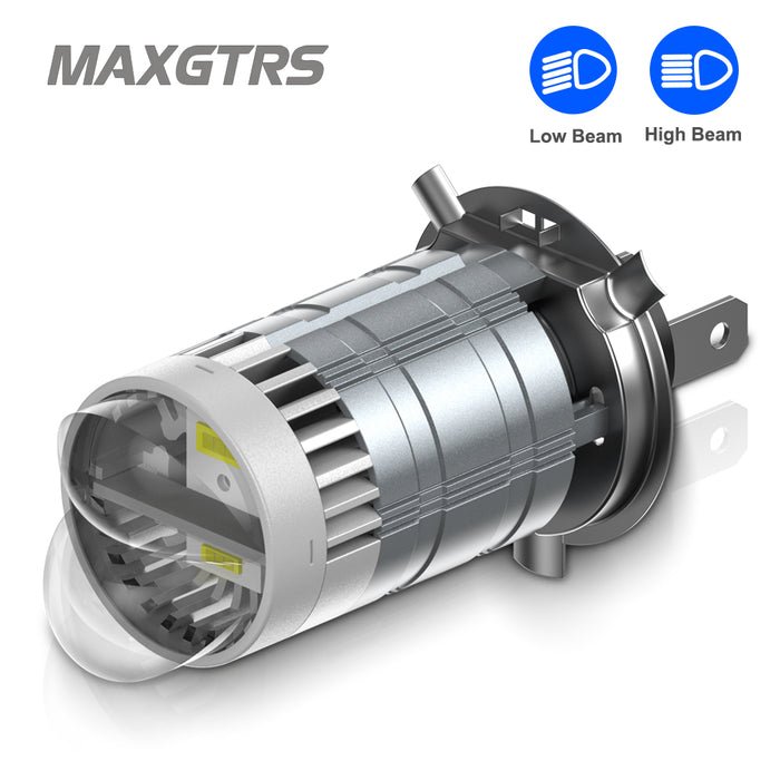 1× Super Bright H4 LED Headlight Bulb Projector Double Lens 55W 6000K Canbus Hi/Lo Car Motorcycle Headlamp with Turbo Fans 12V