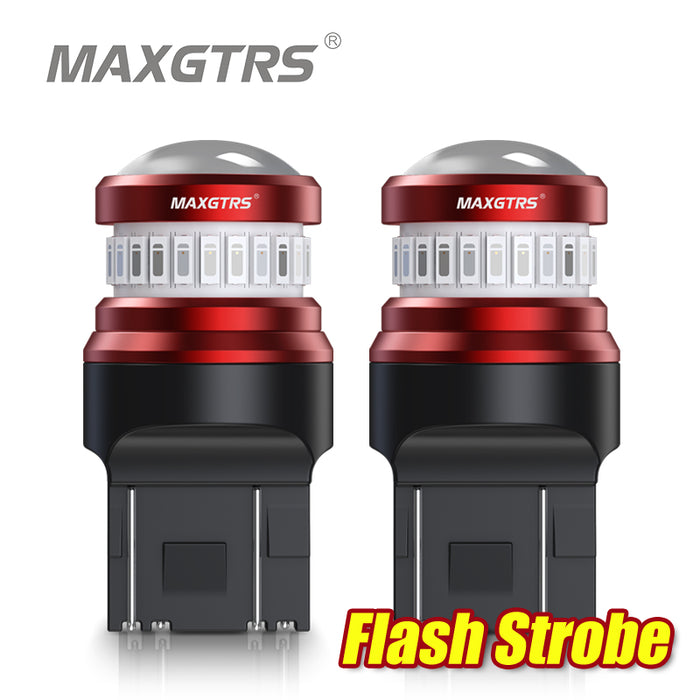 2x Strobe Flash 1157 BAY15D 7443 W21/5W P21/5W 1157 3157 BA15S LED Chip Car LED Bulb Tail Lamp Reverse Red Brake Light 12V 24V