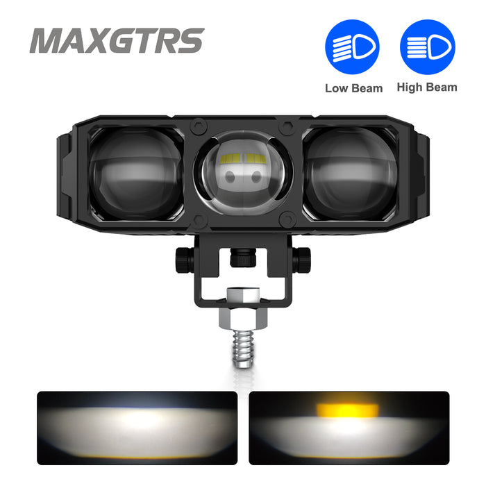 1× Three Lens Grille Light LED Spotlight 85W High Low Beam Pods Car Motorcycle Headlight Projector Lens Fog ATV UTV Off Road 12V/24V