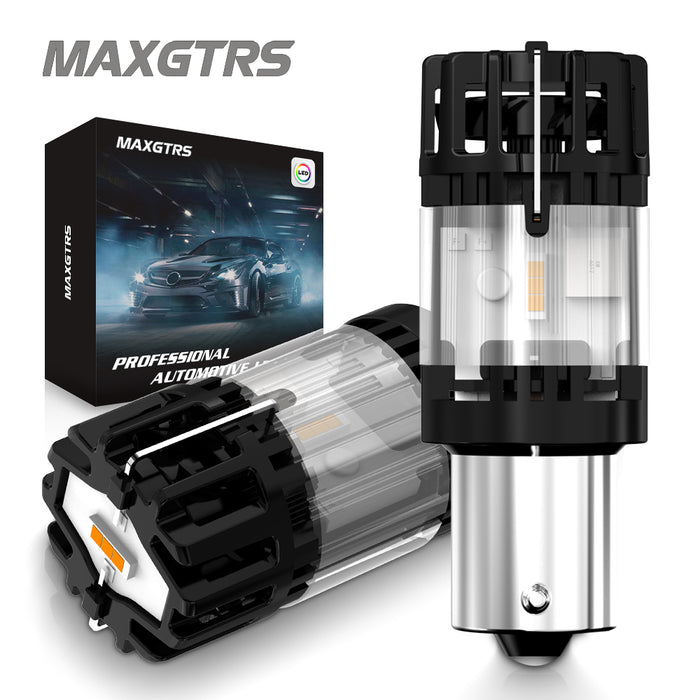 2x 3100LM High Power 1156 BA15S BAU15S PY21W Canbus No Hyper No Error With Fan T20 W21W Amber Yellow For Tuan Signal LED Bulb
