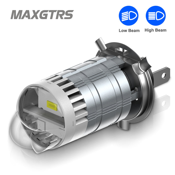 1× Super Bright H4 LED Headlight Bulb Projector Double Lens 55W 6000K Canbus Hi/Lo Car Motorcycle Headlamp with Turbo Fans 12V