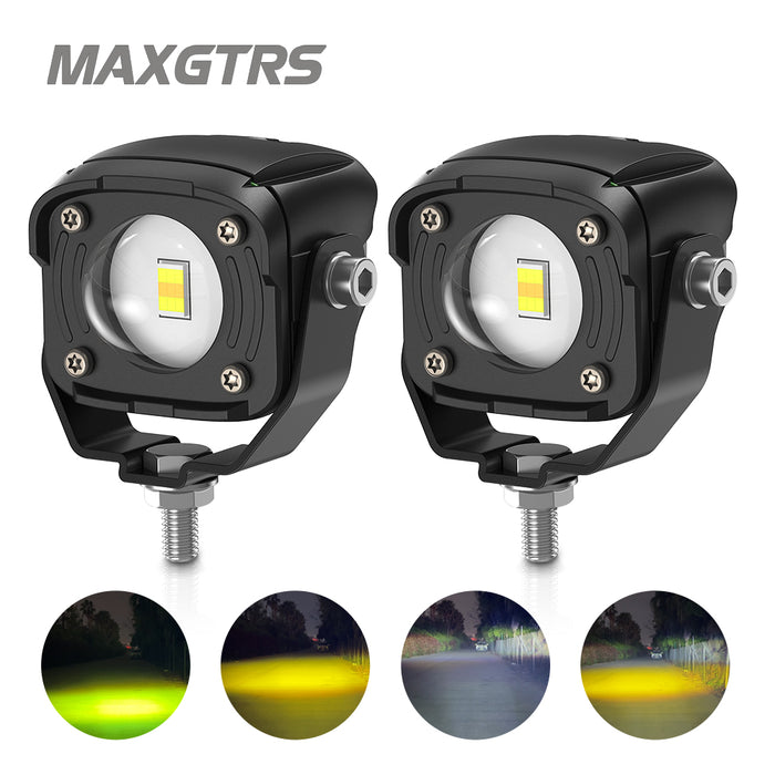 Super Bright 15W Tri-model Motorcycle LED Headlight Lens High/Low Beam Car ATV Driving Foglight Auxiliary Scooter Strobe Spotlight