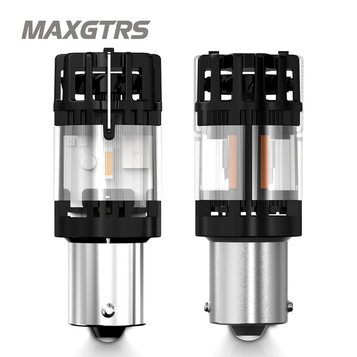 2x 3100LM High Power 1156 BA15S BAU15S PY21W Canbus No Hyper No Error With Fan T20 W21W Amber Yellow For Tuan Signal LED Bulb