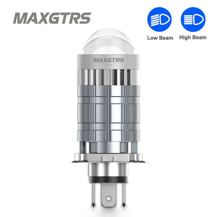 1× Super Bright H4 LED Headlight Bulb Projector Double Lens 55W 6000K Canbus Hi/Lo Car Motorcycle Headlamp with Turbo Fans 12V