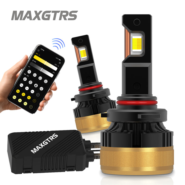 2× H7 APP Control Car Headlight Bulbs H4 Turbo Headlight H8 H9 H11 9005 HB3 9006 HB4 LED Car Lights Bluetooth APP Control Color
