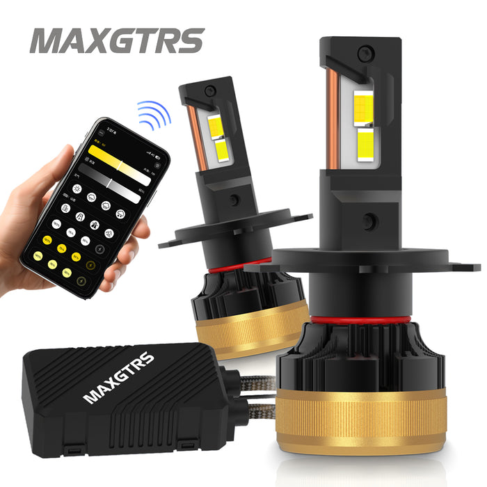 2× H7 APP Control Car Headlight Bulbs H4 Turbo Headlight H8 H9 H11 9005 HB3 9006 HB4 LED Car Lights Bluetooth APP Control Color