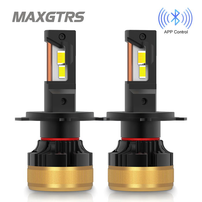 2× H7 APP Control Car Headlight Bulbs H4 Turbo Headlight H8 H9 H11 9005 HB3 9006 HB4 LED Car Lights Bluetooth APP Control Color