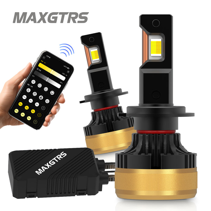 2× H7 APP Control Car Headlight Bulbs H4 Turbo Headlight H8 H9 H11 9005 HB3 9006 HB4 LED Car Lights Bluetooth APP Control Color