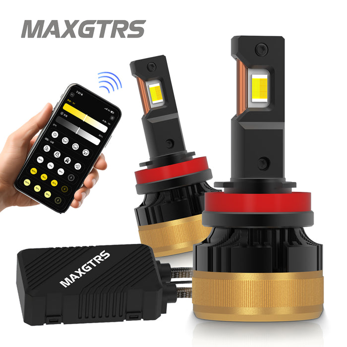 2× H7 APP Control Car Headlight Bulbs H4 Turbo Headlight H8 H9 H11 9005 HB3 9006 HB4 LED Car Lights Bluetooth APP Control Color