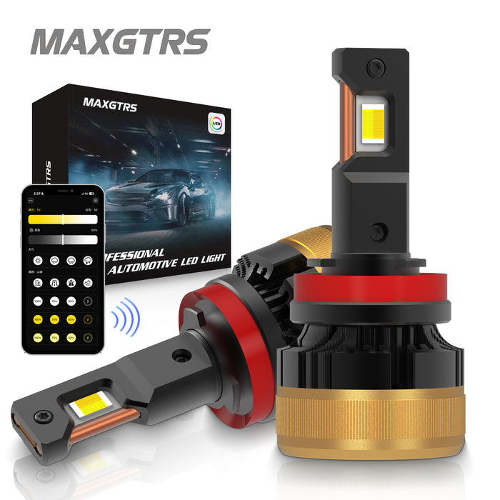 2× H7 APP Control Car Headlight Bulbs H4 Turbo Headlight H8 H9 H11 9005 HB3 9006 HB4 LED Car Lights Bluetooth APP Control Color