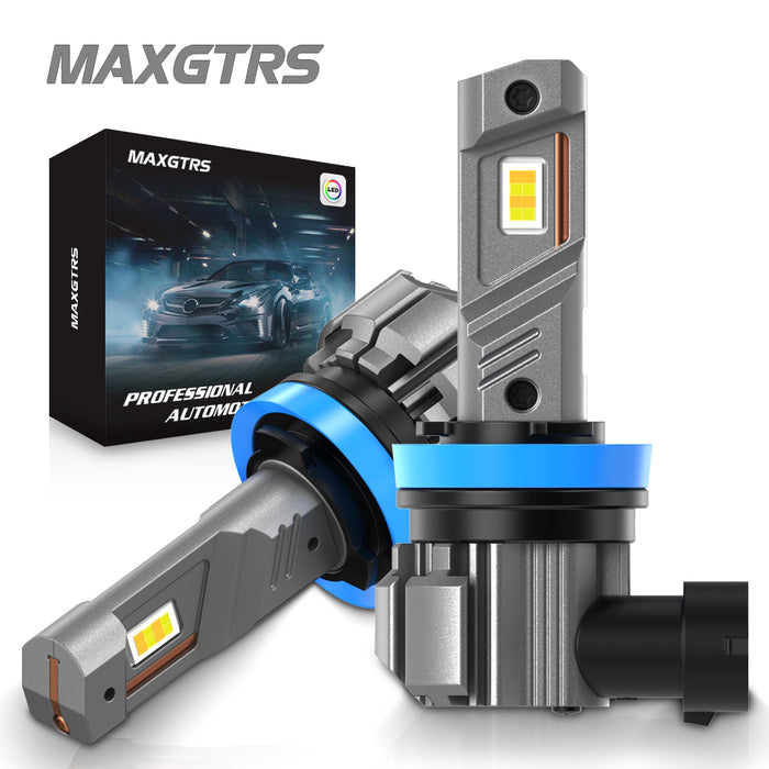 2x 18000LM H11 H8 H9 LED Headlight Bulbs Fanless 6500K White 9005 HB3 Fog Beam 9006 HB4 Double Colors Light Driving Lamp