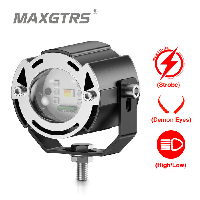 20W Super Bright Tri-model Motorcycle LED Headlight Mini Projector Lens Car ATV Driving Foglight Auxiliary Scooter Strobe Spotlight