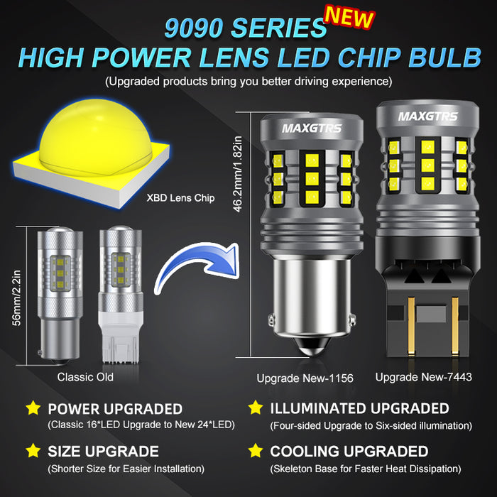 2x 1156 S25 P21W BA15S R5W 7440 W21W XBD Chip White LED Turn Signal Light Backup Led Bulb Reverse Tail Lamp 6000K White Yellow