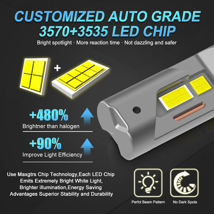 2x H15 LED Bulbs Canbus No Error 90W 30000LM CSP Car Lights for Audi Mercedes Benz Volkswagen Golf Daytime Running Lights